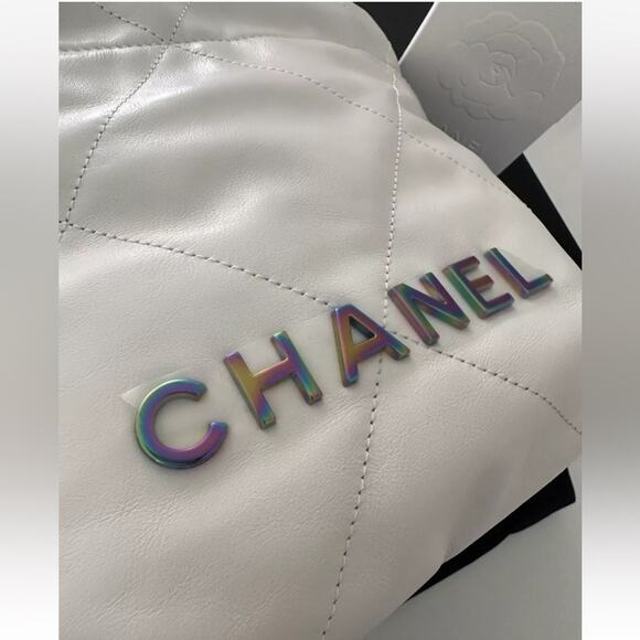 CHANEL WHITE MINI 22 Bag HANDBAG RAINBOW LIMITED EDITION +RECEIPT NEW w/tags - Picture 2 of 7